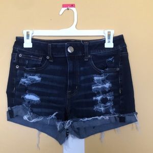 American eagle hi-rise shortie distressed shorts